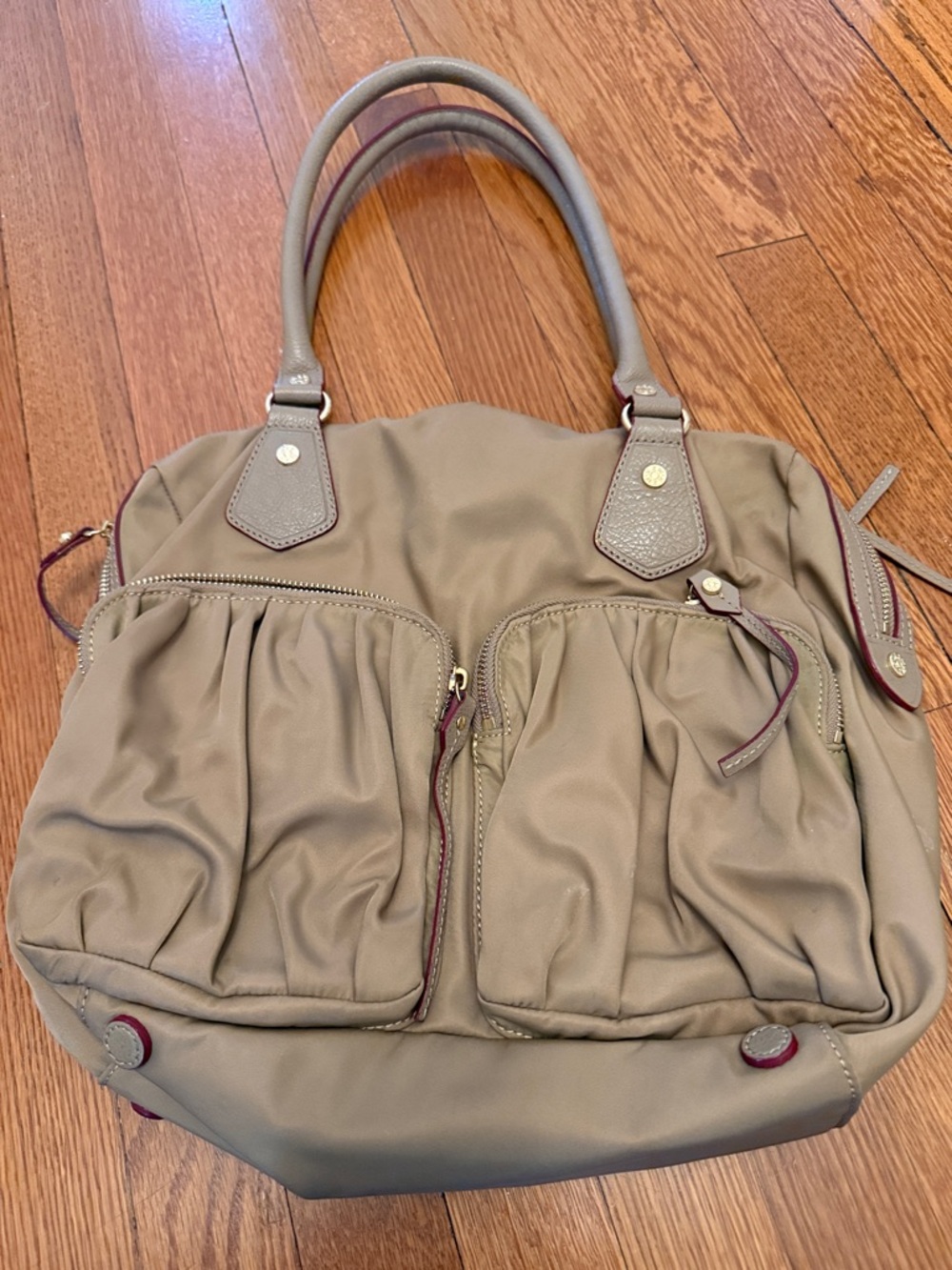 MZ Wallace Taupe Women’s Gathered Pocket Tote Bag